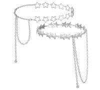 guduling 2-Pack Star Chain Belt,Adjustable Layered Star Belt Chain,Y2K Chains Belts for Low-Rise Jeans, Dresses & Festival Outfits & Rave