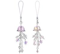 guduling 2 Pcs Jelly fish Phone Charm,Jellyfish Keychain,Cute Charm Straps with Star Heart,Kawaii Aesthetic Beaded Strap Accessory for Bag Keychain Camera Decor