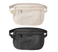 guduling 2 Pcs Travel Money Belt for Women,Hidden Money Pouch for Travel,Undercover Anti-Theft Travels Moneys Belt Under Clothes for Cash Cards Passport Keys Mobile Phone for Men Women