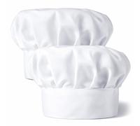 guduling 2pcs Kid Chef Hat, Adjustable Elastic Chef Hats for Kids, White Chefs Hat Polyester Cotton Chefs Hats Kid for Baking, Cooking, Girls Boys