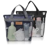 Guduling 2pcs Mesh Shower Caddy Bag,Shower Caddy Portable,Travel Mesh Showers Bag for Gym,Camping,College Dorms,Beach - Handheld Outdoor Wash Bags (Sky Blue & Wine Red)