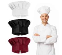 guduling 3-Pack Chef Hats for Men,Adjustable Elastic Chef Hats,Unisex 3 Color Chefs Hat for Men & Women, Perfect for Kitchen, Baking, Halloween & Christmas Parties