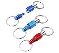 guduling 3-Pack Pull Apart Key Rings,Quick Release Keyring,Aluminum Alloy Detachable Key Ring in 3 Colors, Lightweight Split Keys Holder for Car, Purse & Everyday Carry(Silver, Black, Blue)
