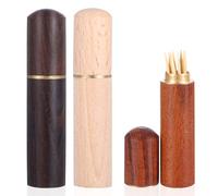 guduling 3 Pcs Portable Toothpick Holder,Wood Toothpick Holder for Storing Small Items Such As Toothpicks,Needles,Pearls,Ear Picks,Cotton Swabs etc,Needle Case for Women & Men