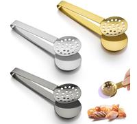Guduling 3 Pcs Teabag Squeezer Tool,Tea Bag Squeezer,Teabag Squeezers Tongs,Round Stainless Steel Teas Squeezers or Sugar Tongs for Sugar Cubes for Kitchen Bar Tools