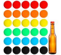 Guduling 30pcs Beer Bottle Caps, Reusable Bottle Caps, Silicone Beer Bottles Stopper for Home Brewing Beer Drinks Bottles Beers Soda Water Kitchen Gadget(6 Colors)