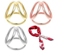 Guduling 3pcs Scarf Rings for Women, Three Rings Scarf Ring with Multiple Tying Methods, Sarong Buckle for Clothing, Scarves, Scarves, Gold, Silver, Rose Gold