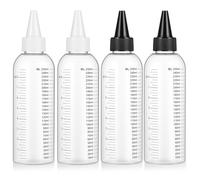 guduling 4-Pack Oil Bottle for Hair,250ml Plastic Hair Oil Bottle,Hairs Bottles Applicator with Clear Graduated Scale Twist-On Top Tip Cap,for Root Touch-Up, Scalp Dye & Hairs Oils (2 Colors)
