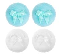 Guduling 4 Pcs Body powder puff,Powder Puff for Talcum Powders,Reusable Loose Powders Puffs,Wet Dry Makeup Tool for Baby & Kid & Adult(Blue, White)