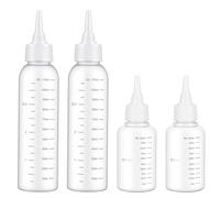 guduling 4 Pcs Hair Oil Bottle,Plastic Oil Bottle for Hair,Hairs Bottles Applicator with Clear Graduated Scale Twist-On Top Tip Cap, for Scalp Root Dye Container(2 Size)