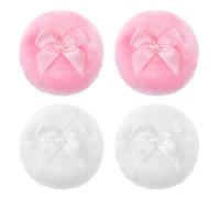 Guduling 4 Pcs Large Body Powder Puff,Powder Puff for Talcum Powders,Reusable Loose Powders Puffs Wet and Dry Makeup Tools for Babies,Kids,Adults(Pink,White)