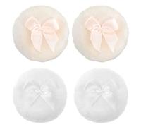 Guduling 4 Pcs Large Powder Puff,3.5 In Dusting Powder Puff,Reusable Powders Puffs for Body Powders,Wet Dry Makeup Tool for Baby & Kid & Adult(Beige, white)