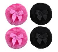 Guduling 4 Pcs Large Powder Puff,Powder Puff for Talcum Powders,Reusable Body Powders Puffs,Wet and Dry Makeup Tools for Babies,Kids,Adults(Black,Red)
