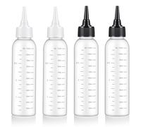 guduling 4 Pcs Oil Bottle for Hair,Plastic Hair Oil Bottle,Hairs Bottles Applicator with Clear Graduated Scale Twist-On Top Tip Cap, for Scalp Root Dye Container(2 color)
