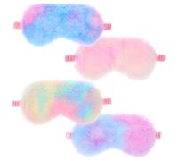 Guduling 4 PCS Plush Eye Sleep Mask,Girls Sleep Mask,Kids Sleeps Masks Girls for Travel,Night Sleeping or Nap,Party,Sleeps Masks for Kids Men Women,Comfortable Rainbow Plush Eyemask