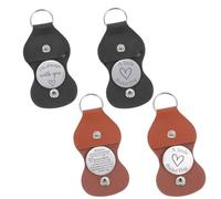 guduling 4 Pcs Quarter Holder Keychain, Guitar Pick Keychain,Leather Quarter Keychains for Commemorative Coins,Collectible Display and Daily Carry Accessory(Black and Brown)