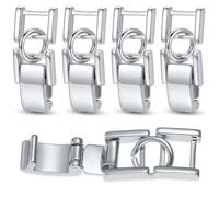 Guduling 4 Pcs Silver Jewelry Extender Clasps,Foldover Adjustable Jewelry Extenders for Bracelets,Bracelet Extender Silver for Eyeglass Chains, Mask Strap Adjusters, Pet ID Tag Holders, Zipper Pulls