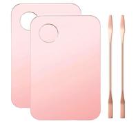 Guduling 4-Piece Makeup Mixing Palette,Pink Foundation Palette,Includes 2 Spatula,Reusable Makeup Mixing Tray, for Foundations, Eyeshadow, Lipstick & Nail Art