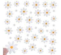 Guduling 40pcs Iron on Flowers, Daisy Iron on Patch, 4 Sizes Cute Daisy Flower Embroidery Patches for Clothes, Hats, Backpacks, Jeans Jacket, DIY Decoration, White