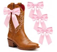 guduling 4pcs Pink Boot Bows,Pink Boot Bows for Cowgirl Boots,Bow Charms | Pink Bows for Boots,Satin Bow for Cowboy Boots,Gender Reveals,Baby Showers,Wedding,Removable Bow Boot Charms