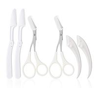 Guduling 6-Pack Brow Scissors,Eyebrow Scissors for Women,White Eyebrow Scissor,Eyebrows Trimmer Women Eyebrows Razor, with Comb,for Womens & Girls, Safe Precision Grooming Kit