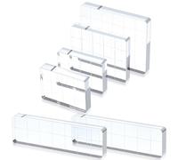 Guduling 6 Pcs Acrylic Blocks for Stamping,4 Sizes Acrylic Stamp Block,Stamp Blocks Acrylics Clear Stamping Block with Grid Lines for Scrapbooking Crafts Card Making