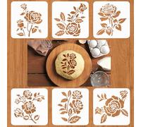 Guduling 6 Pcs Sourdough Stencils for Bread,Artisan Baking Bread Stencils for Sourdough,Reusable Sourdoughes Stencil,for Cake, Coffee, Easy Dusting Designs for Powdered Sugar & Flour