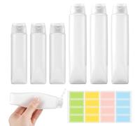 guduling 6 Pcs Travel Toiletries Bottles,2 Size Plastic Empty Squeeze Bottle with 16-Color Label,Transparent Refillable Travel Size Bottles,Leak Proof Small Squeeze Bottle for Toiletry Kits