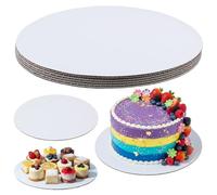 Guduling 6pcs Cake Base Board, White Cake Boards 10 Inch Round, Pizza Cardboard Bases 10inch 3 Mm Thick Cardboard for Baking Wedding Birthday Cakes,Dessert,Pizza and Exhibition