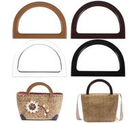 Guduling 8pcs Bag Handles for Crochet Bag Making, D-Shaped Bag Handles for Bags Making, DIY Handbag Handle Replacement for Crochet, Beach Bags Purse 4 Colors, 4.72 X 3.35in