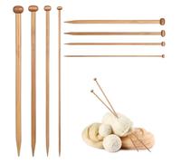 Guduling 8pcs Bamboo Knitting Needles Set, Chunky Knitting Needles, Single-Pointed Bamboo Wood, Suitable for Beginners and Professional Knitters (4/6/8/10 mm x 25cm)