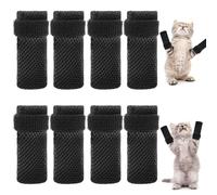 guduling 8pcs Cat Shoes, Anti Scratch Cat Boots, Cats Mittens to Prevent Scratching, Adjustable Kitten Mittens, Mesh Breathable for Cat When Bathing & Nail Trimming (Black)