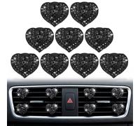 Guduling 9 Pcs Car Vent Clips Heart,Bling Crystal Heart Shaped Car Air Vent Clips,Rhinestone Diffusers & Cars Interior Decor for Women