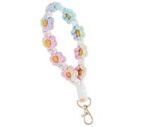 guduling Boho Keychain Wristlet,Handmade Macrame Keychain with Daisy Charm,Handmade Crochet Wristlet Daisy Keychains,Ideal for Purse, Travel & Everyday Use to Prevent Loss
