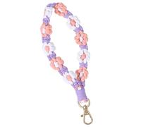 guduling Daisy Macrame Keychain, Cute Crochet Flower Keychains, Boho Keychain Wristlet,Handmade Purple Weave Macrame Key Chains With Lobster Buttons for Women & Girls