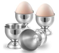 guduling Egg Cups 4,4 pcs Egg Cup Stainless Steel,Eggs Tray Holder for Hard Soft Boiled Eggs Kitchen,Dishwasher Safe,Silver
