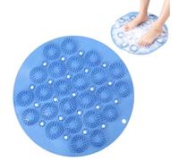 Guduling Foot Scrubber for Shower,Round Silicone Shower Feet Scrubber Mat with Strong Suction Cups,Dual-Side Exfoliating Bath Wash Pad, for Feet & Back, Non-Slip Blue Scrubbing Mats for Showers Floor