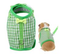 Guduling Guinea Pig harness and Leash,Adjustable Guinea Pig Harness,Elastic Guineas Pigs Leash and Harnes,Ideal for Pet Hamster Squirrel Animals & Safe Pet Supervision(Green Plaid)