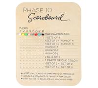 guduling Phase 10 Score Sheets -Wood Phase 10 Cards, Phases 10 Card Game Wooden Made with 8 Colored Pegs,Night Table Score for Families, Adults