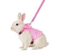 Guduling Rabbit Harness and Lead Set,Rabbit Harness Easily Adjustable,Rabbits Lead for Proof Safely Walking Cute Bow Vest and Leashes, Pink, Small
