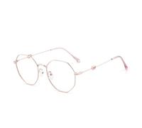 GUDVUE Blue Light Glasses for Computer/Games/TV/Phones for Women/Men, Anti-Glare UV400/Eye Strain, Rose Gold, Polygon