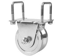 Gudwells Heavy Duty 4” Slide Gate V-Groove Wheel Dual Bearing Bolted External Mount Bracket Cradle Solid Steel for Inverted V-Shape Sliding Rolling Track Gates up to 3000lbs Capacity - NO Welding