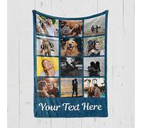 gue Custom Blanket with 12 Photos,Family Personalized Picture Blanket,Custom Blankets Soft Flannel Blankets Breathable Thermal Bedding & Travel Blankets Bed Blankets (180x200cm/71 x79)