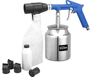 Güde DL Sand Blasting Gun with Recovery 750 ml (Compressed air Requirement 350 l/min, 3 bar, Internal Thread 1/4 inch, Aluminium housing and Suction Cup, 5 Jet attachments, for Grain Size 0.2-0.8 mm