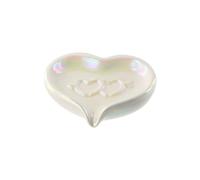 GUEDKIKL Heart Shaped Soap Dish, White Ceramic Soap Storage Case Cute Love Heart Self Drain Soap Tray Creative Bathroom Kitchen Accessories