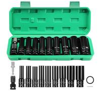 Gueenky 11 Pcs Impact Socket Set, 1/2 Inch 10-24 mm Deep Impact Wrench Socket Metric with Adapter for Home Car Repair
