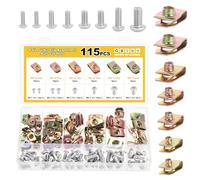 Gueenky 115Pcs U Clips and Screws, M4 M5 M6 M8 Spire Clips u Clip Nuts Speed Clips Car Clips and Fasteners Metal Speed Fasteners Clips U Self Tapping Clips for Cars Motorcycles