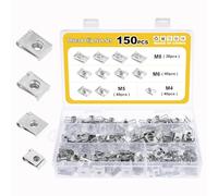 Gueenky 150Pcs U Clips Metal, M4 M5 M6 M8 Spire Clips U Nuts Speed Nuts Car Undertray Clip Speed Fasteners for Motorcycles Cars