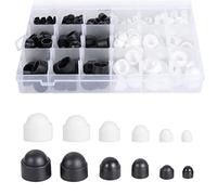 Gueenky 300pcs Bolt Covers Screw Caps, M4 M5 M6 M8 M10 M12 Bolt Caps Black White Hex Nut Covers Dome Protection Caps Cover for Nuts Screws Bolts