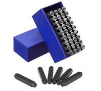 Gueenky 36 Pcs Number and Letter Punch Set, 10mm Metal Stamping Kit Set, A-Z, 0-9, &, Letter Number and Symbols Stamp Punch Stamps for Metal Wood Plastic Leather